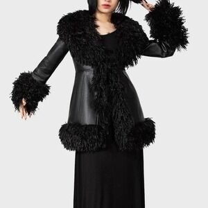 killstar talvel black coat with shearling size Large